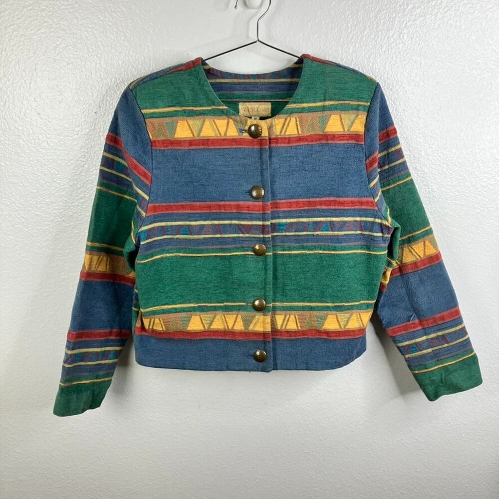 Vintage Sweetgrass Southwestern Stripe Tapestry Jacket Size XL Western Boho